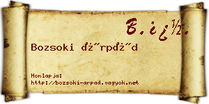 Bozsoki Árpád névjegykártya